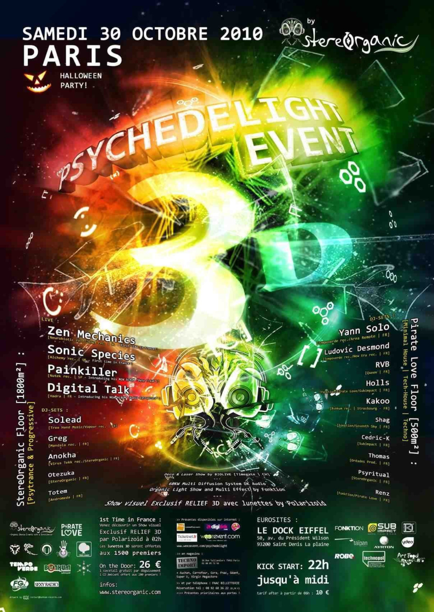 Psychedelight 3d event, halloween party @docks eiffel - Sortiraparis.com