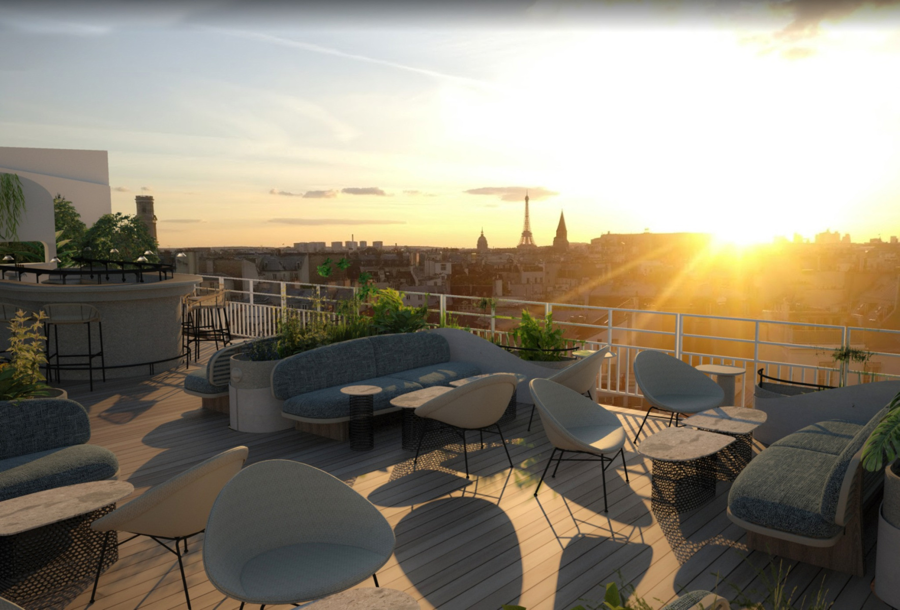 See How This Rooftop Restaurant in Paris Pulls Out All the Design