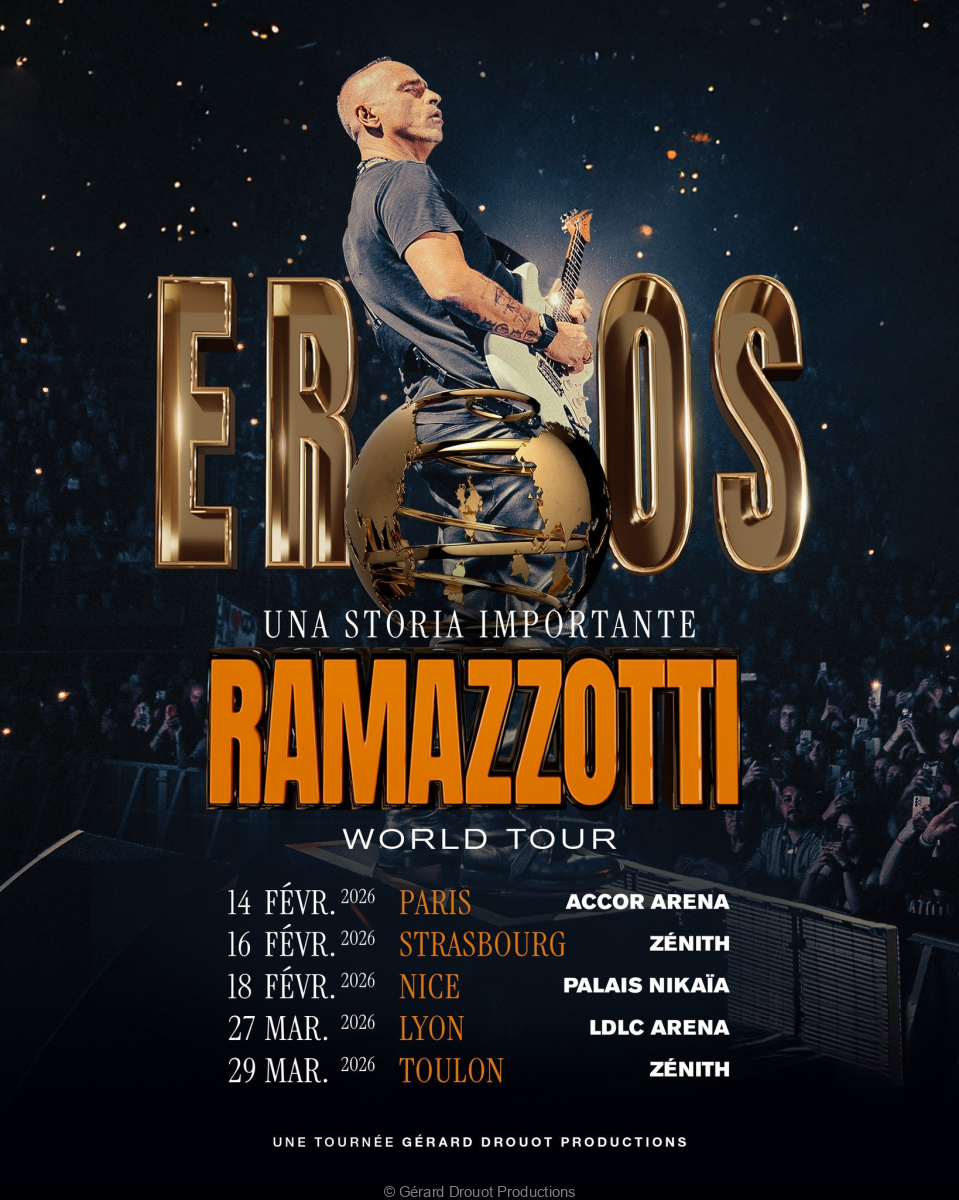 Eros Ramazzotti în concert la Accor Arena din Paris în februarie 2026