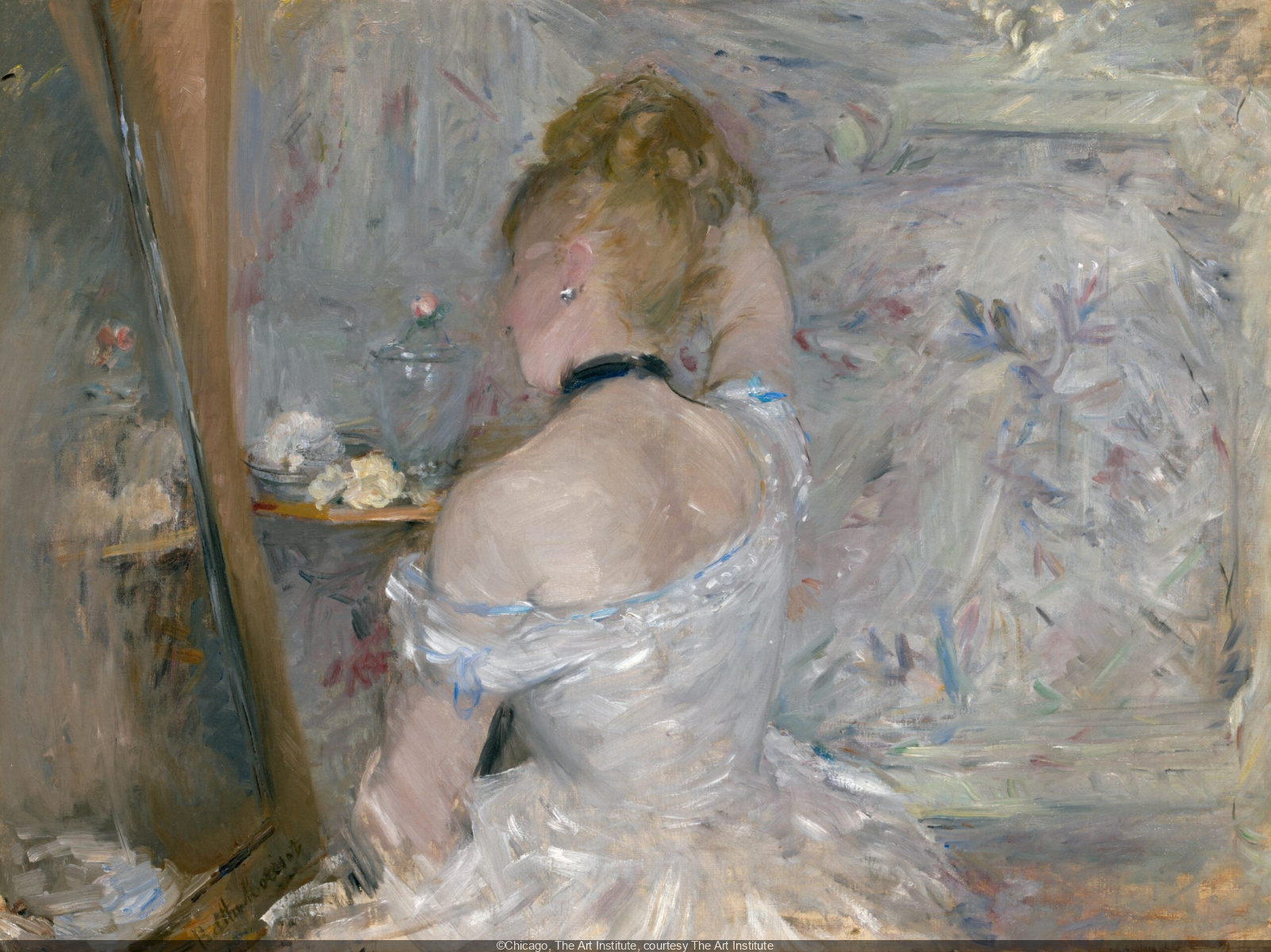 最安値格安大型新品 ベルト・モリゾ Berthe Morisot 食堂にて／肉筆 油絵 複製画 直筆 油彩 ベトナム絵画 現品一点物 人物画